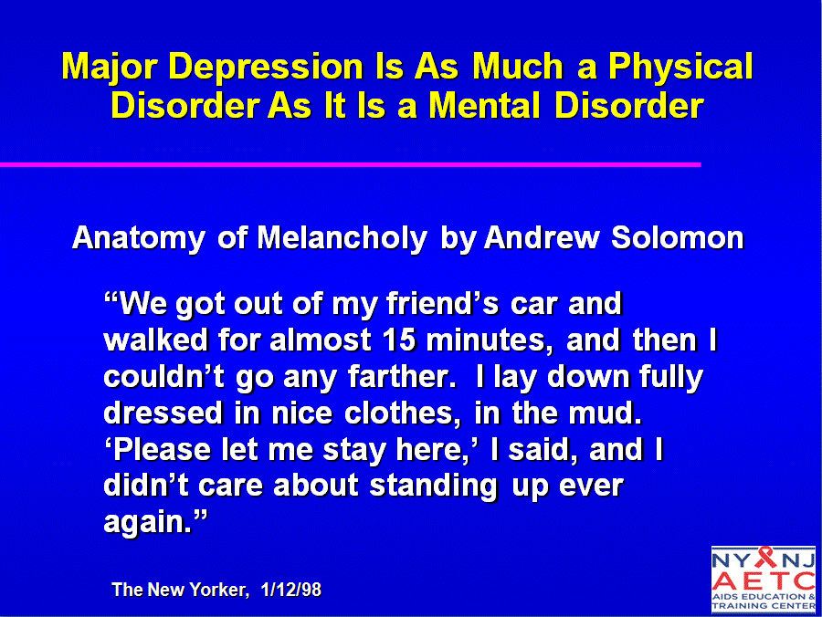 Depression as a Medical Co-morbidity of HIV Infection