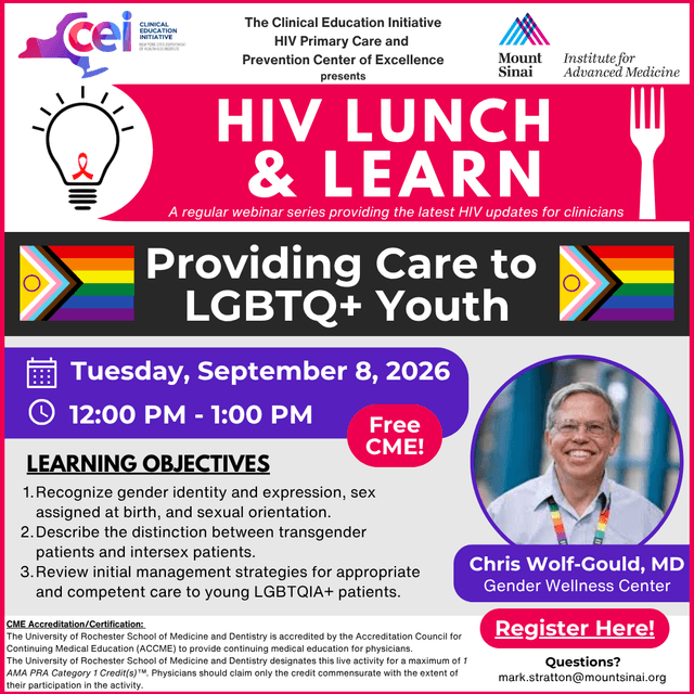 HIV Lunch & Learn: Providing Care to LGBTQ+ Youth